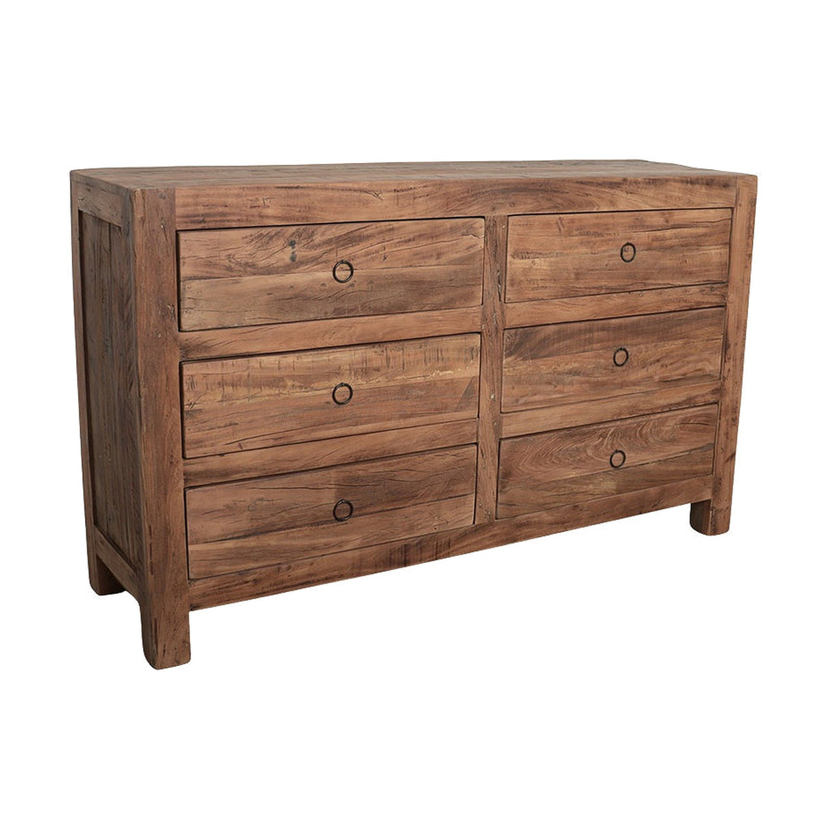 Kommode Grainwood aus recyceltem Altholz mit 6 Schubladen, 140 cm | Freisteller | STUFF Loft