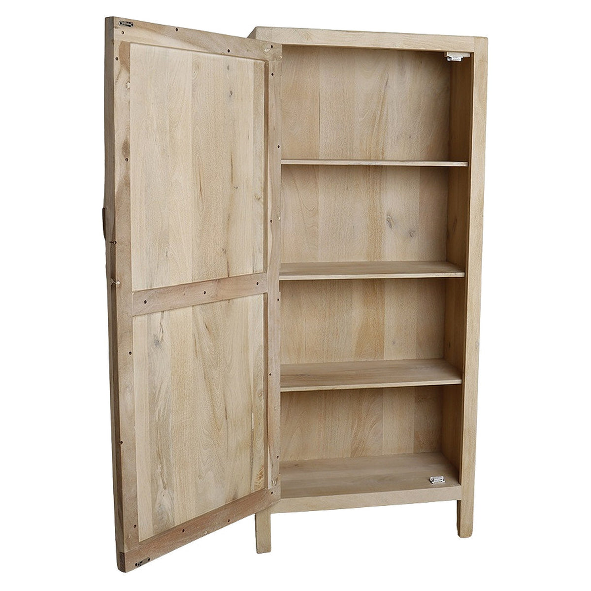 Schrank Driftwood 1-türig aus hellem Mangoholz, 80 x 180 cm | Freisteller | STUFF Loft