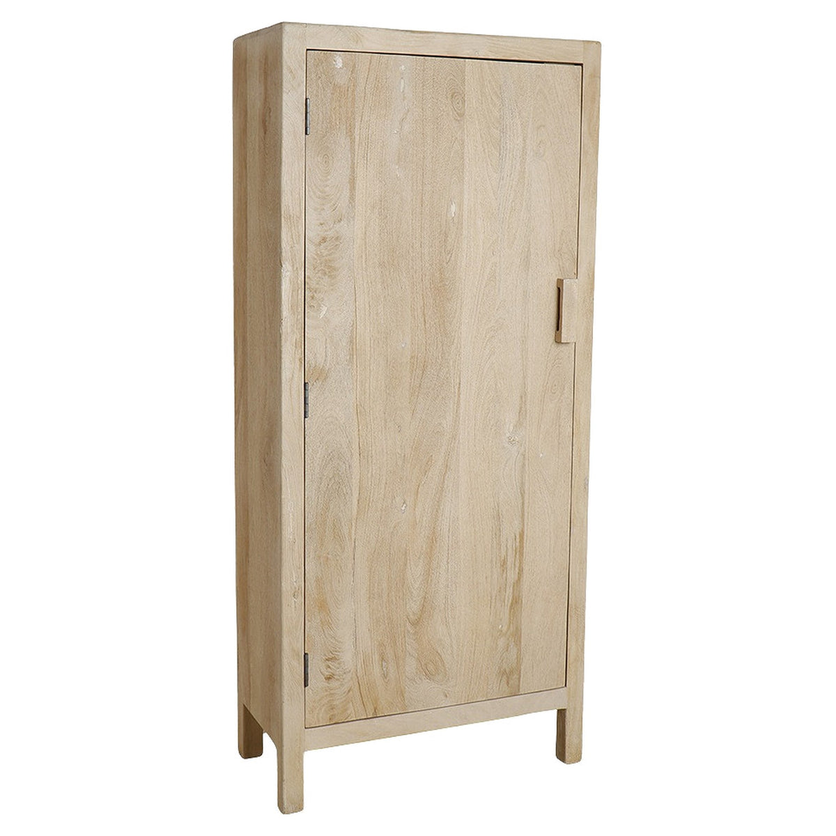 Schrank Driftwood 1-türig aus hellem Mangoholz, 80 x 180 cm | Freisteller | STUFF Loft