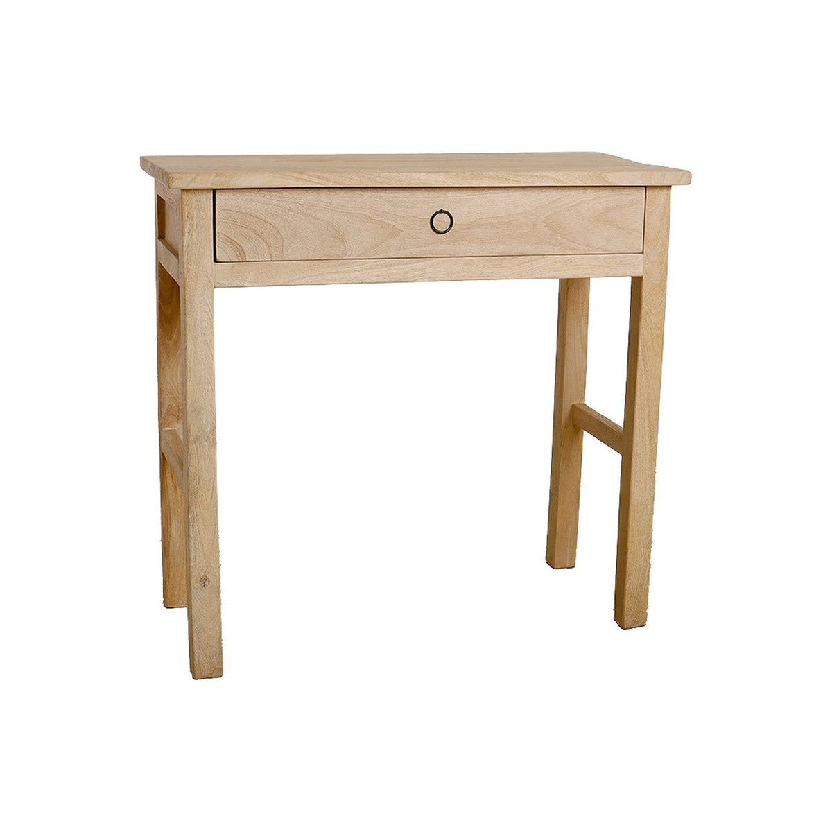 Schreibtisch Driftwood aus hellem Mangoholz mit Schublade, 90 cm | Freisteller | STUFF Loft