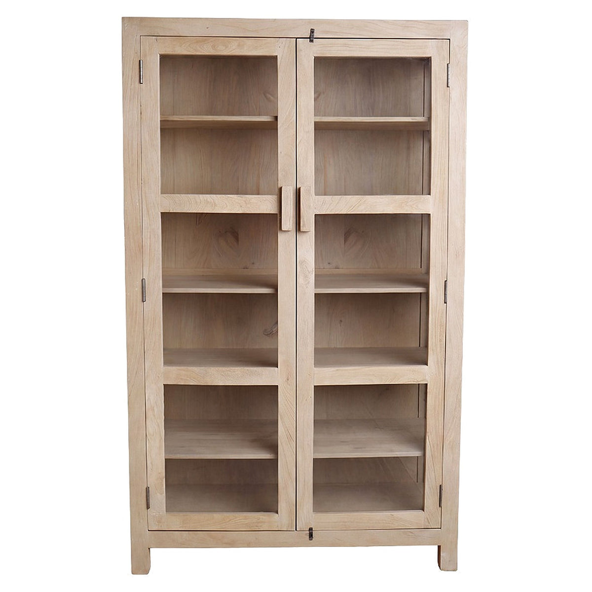 Vitrine Driftwood aus hellem Mangoholz mit 2 Glastüren, 114 x 190 cm | Freisteller | STUFF Loft