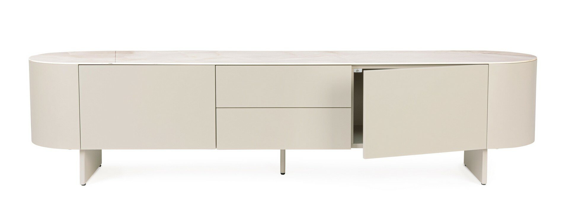 TV-Moebel Ardis Hellbeige, Detail der Keramikplatte in Onyx-Optik
