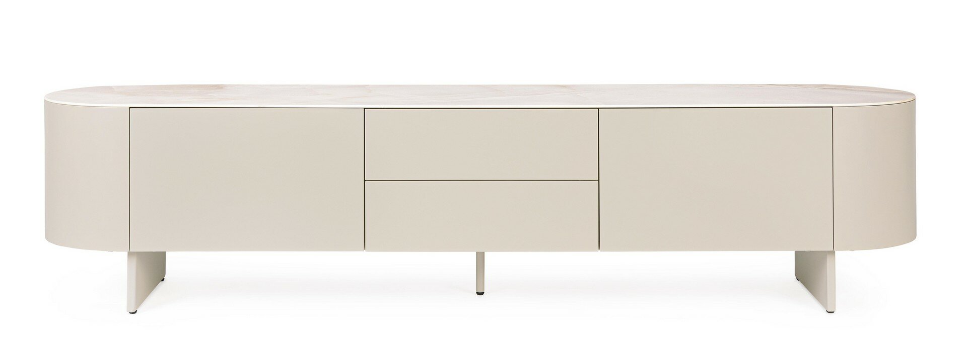 TV-Moebel Ardis Hellbeige mit Keramikplatte in Onyx-Optik, freigestellt