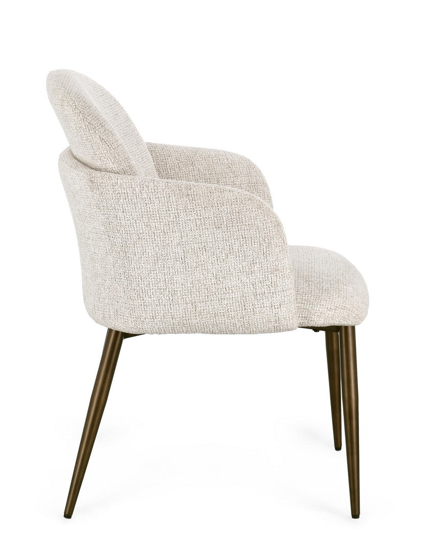 Stuhl Ercilla Hellbeige von Bizzotto in der Seitenansicht, im STUFF Shop
