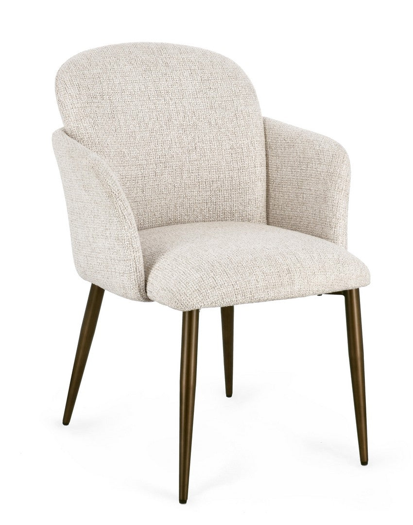 Stuhl Ercilla Hellbeige von Bizzotto, freigestellt in der Frontansicht, B 60 × T 61 × H 84 cm, im STUFF Shop
