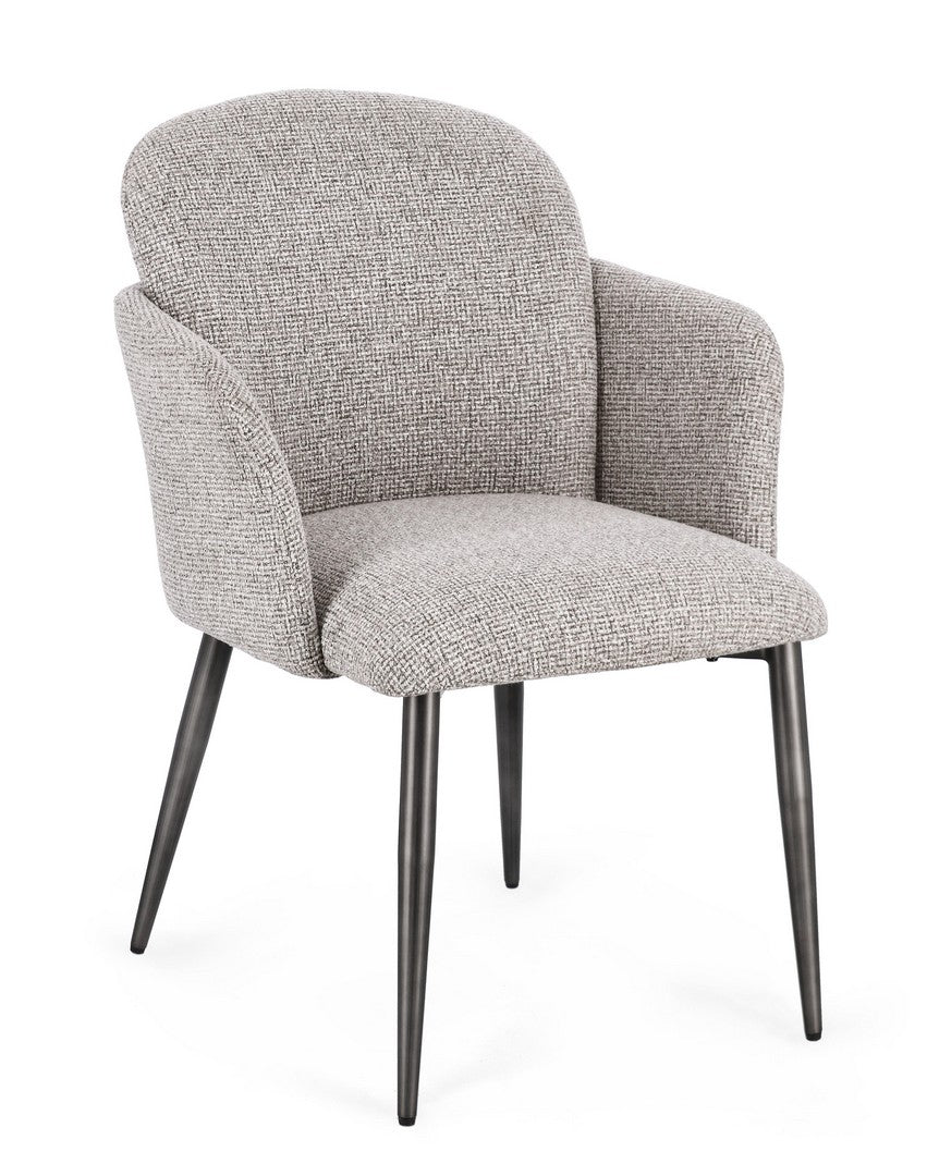 Stuhl Ercilla Grau von Bizzotto, freigestellt in der Frontansicht, B 60 × T 61 × H 84 cm, im STUFF Shop