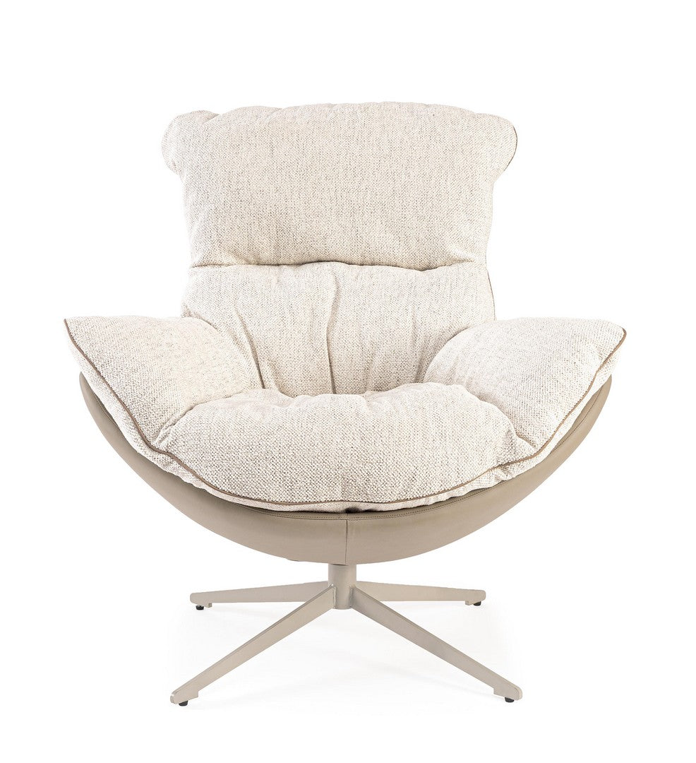 Drehsessel Armela Beige von Bizzotto, freigestellte Ansicht von schräg vorn, im STUFF Shop