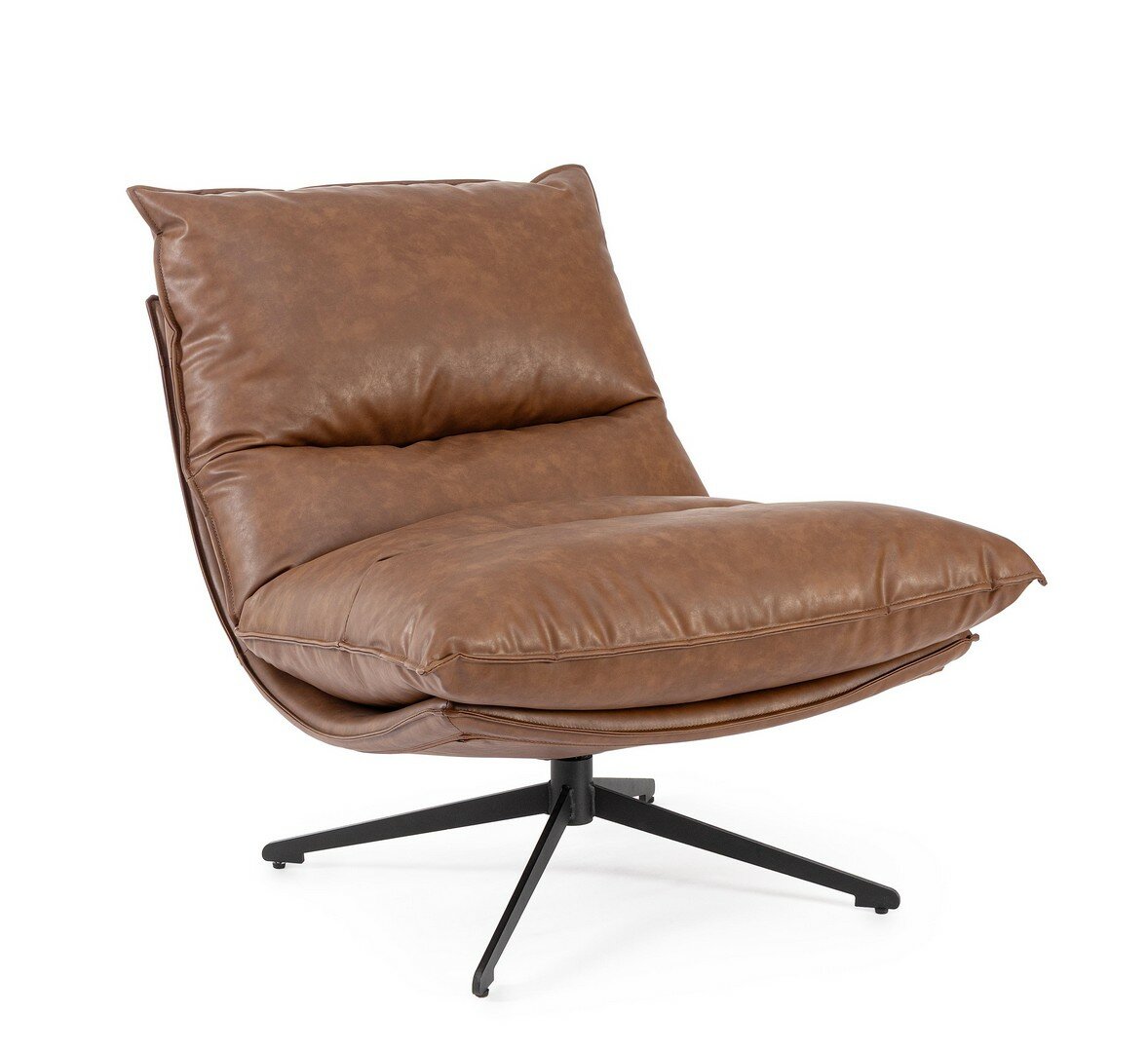 Drehsessel Alanez Cognac von Bizzotto, freigestellt in der Frontansicht, B 96 × T 80 × H 81 cm, im STUFF Shop