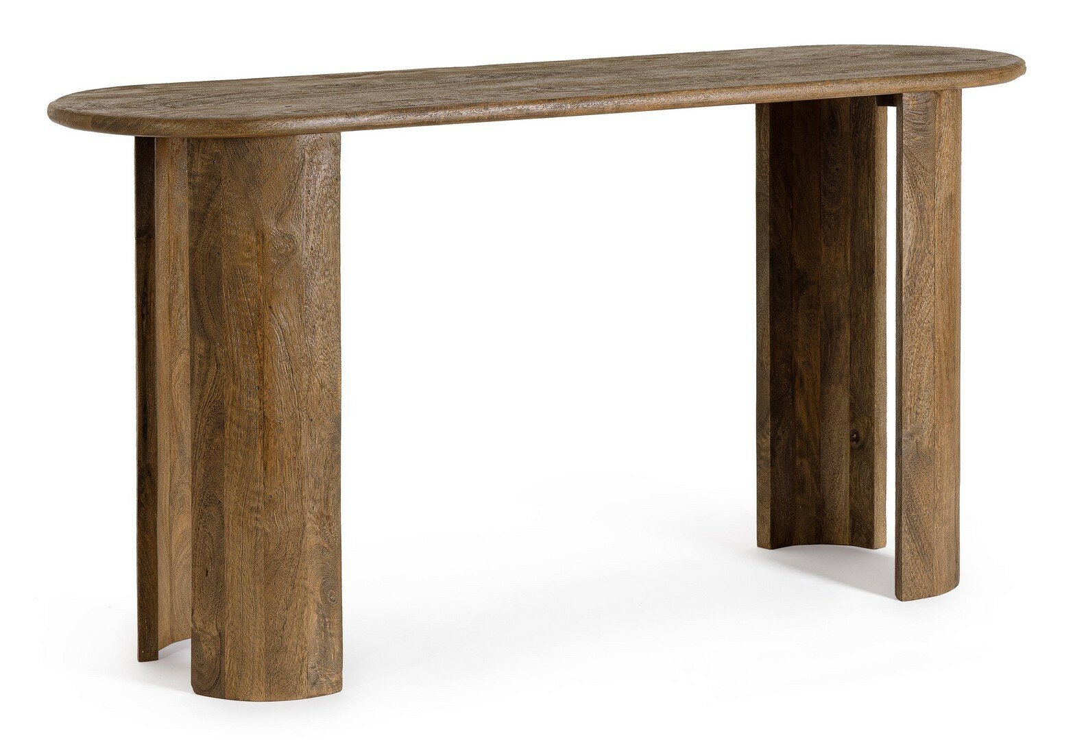 Ovale Konsole Orlando von Bizzotto aus massivem Mangoholz in Braun, B 147 x T 45 x H 76 cm, im STUFF Shop