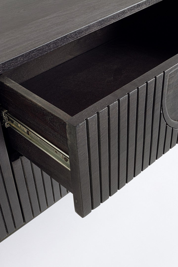 TV-Lowboard Orissa in Schwarz von Bizzotto aus Mangoholz mit Stahlbeinen und modernem Design