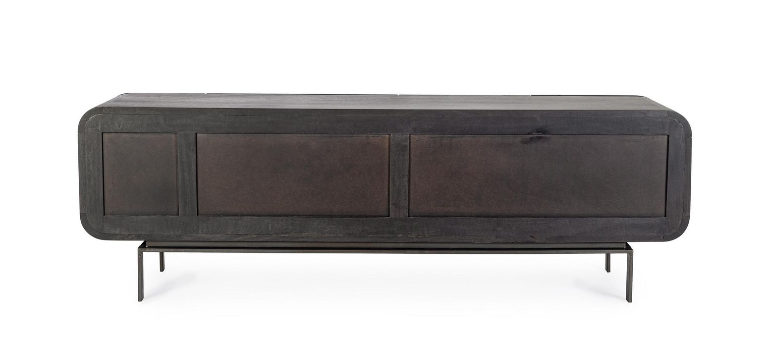 TV-Lowboard Orissa in Schwarz von Bizzotto aus Mangoholz mit Stahlbeinen und modernem Design