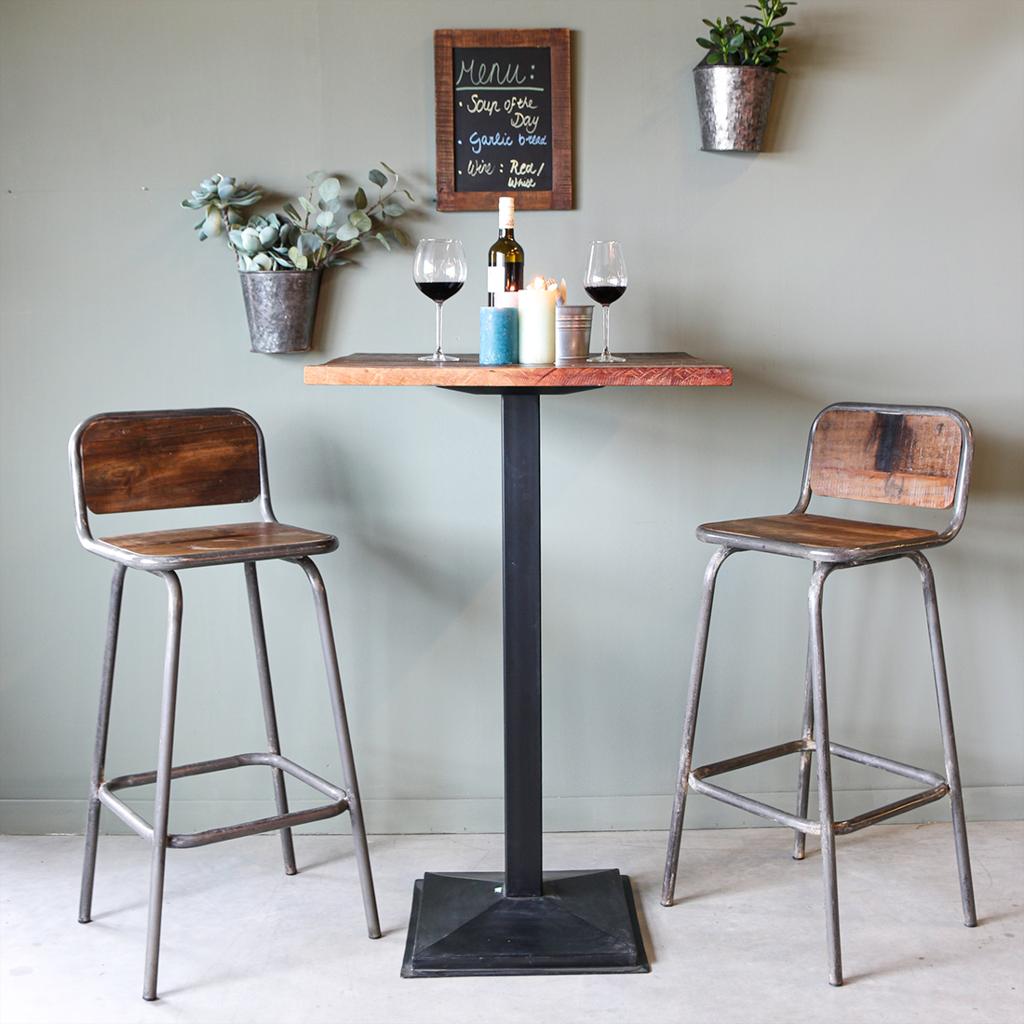 Barhocker Barstuhl vintage Altholz und Altmetall Handmade | STUFF Loft