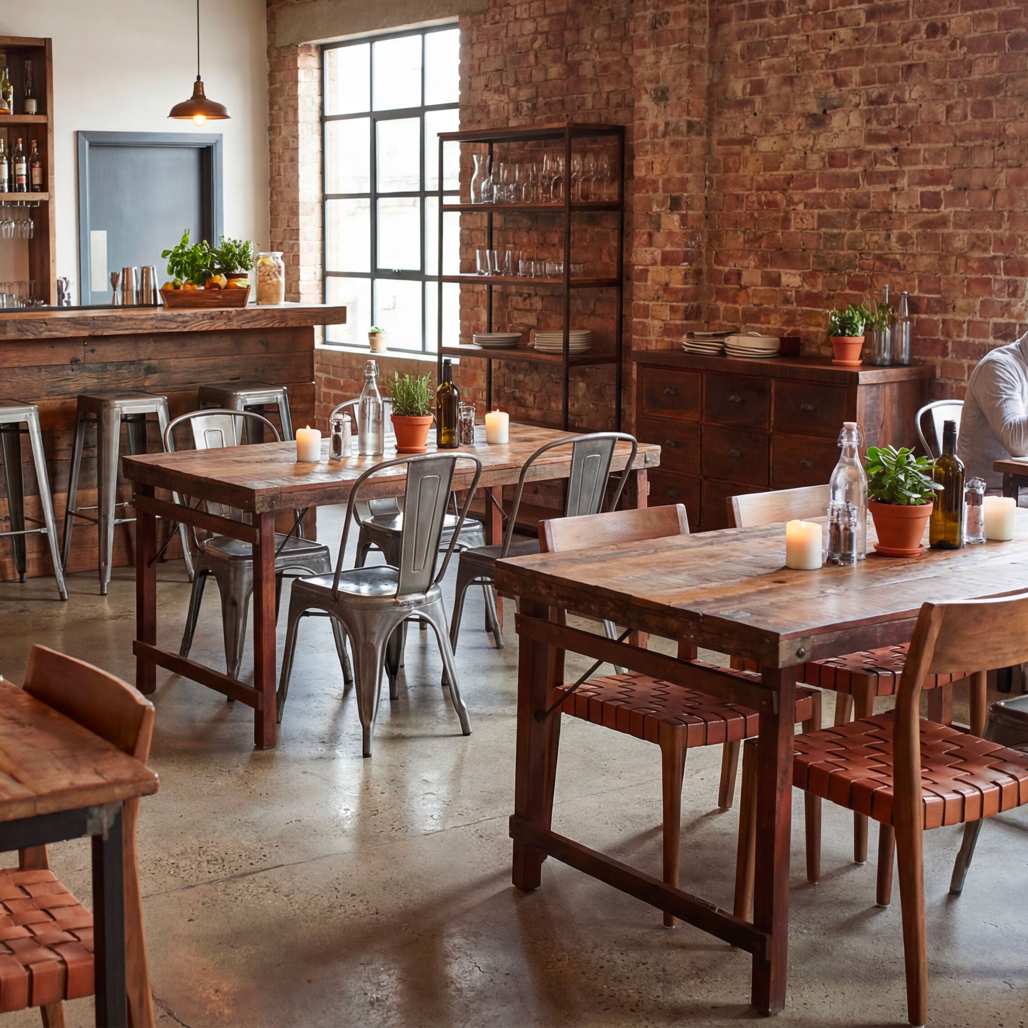 STUFF Loft Vintage Esstisch Tisch aus Holz klappbar Shabby-Chic brown in einer Gastronomie | STUFF Shop