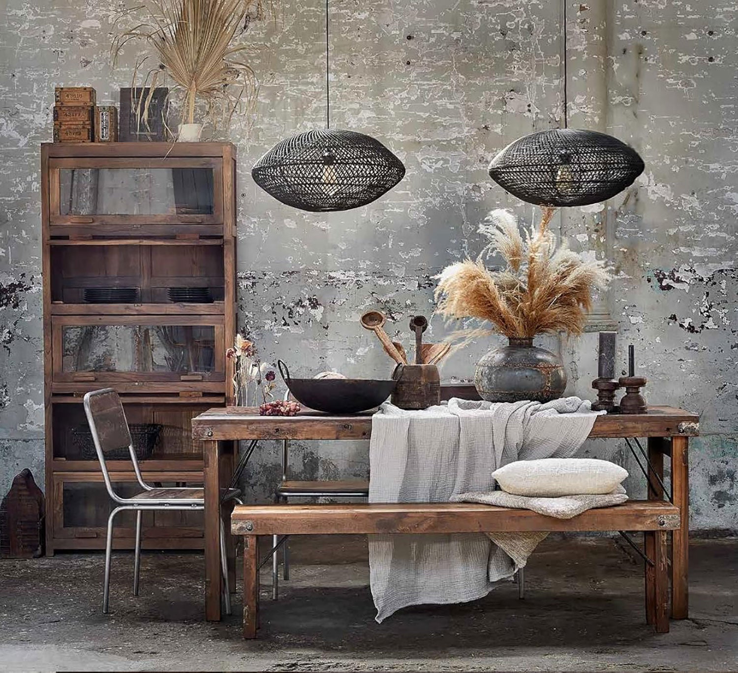 STUFF Loft Vintage Esstisch Tisch aus Holz klappbar Shabby-Chic brown