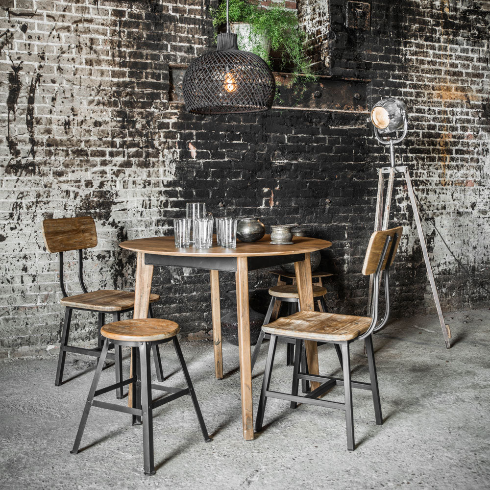 Esstisch Craftsman rund aus recyceltem Teakholz