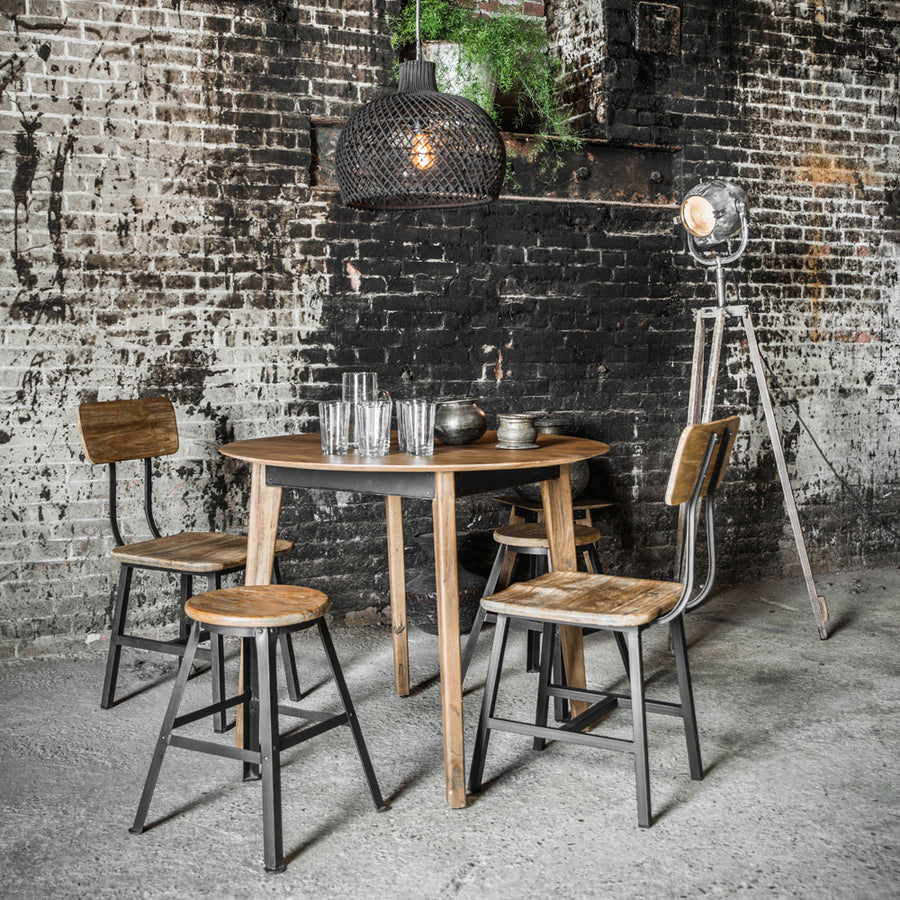 Esstisch Craftsman rund aus recyceltem Teakholz