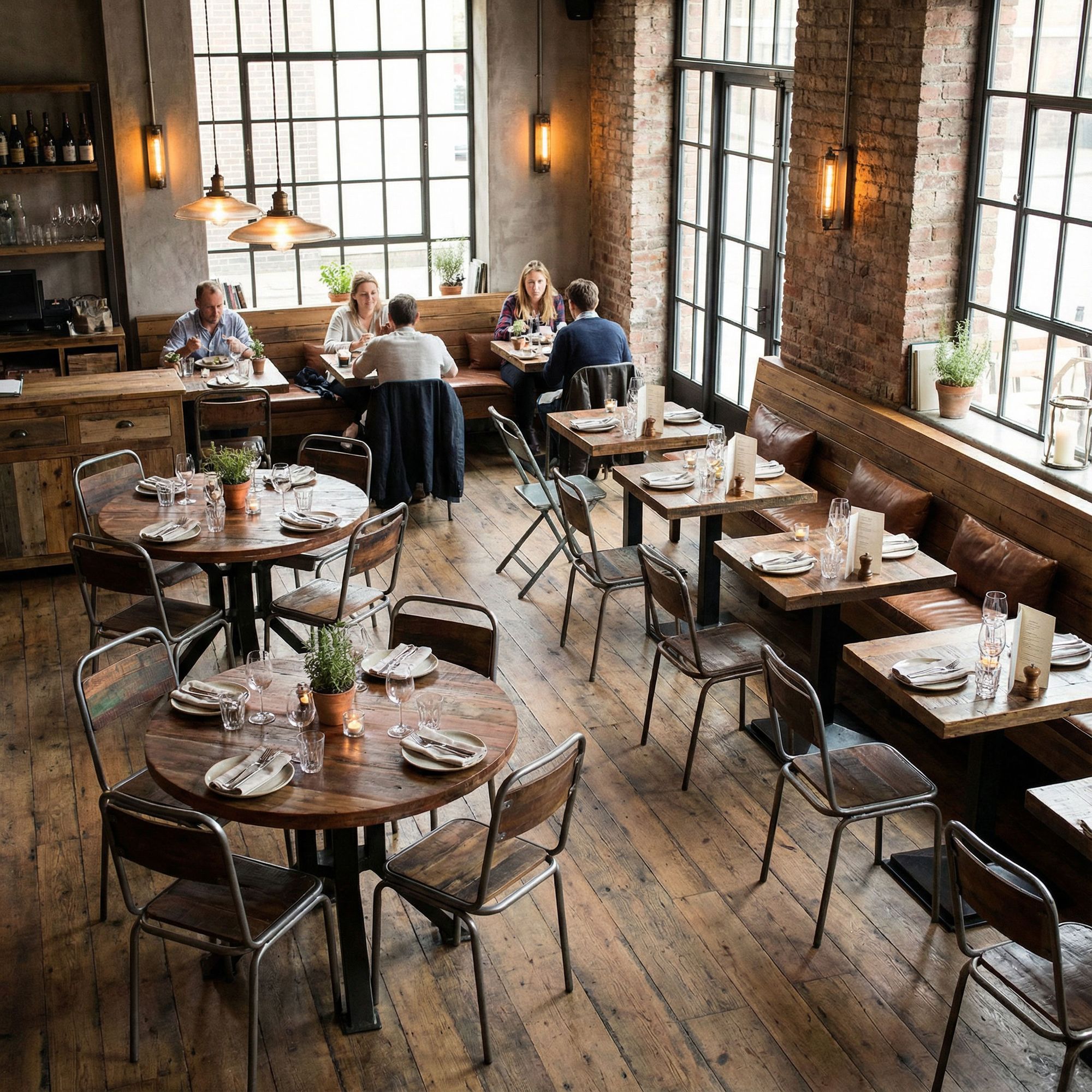 Runder Esstisch im Vintage-Industrial Design Handmade aus recyceltem Altholz von STUFF Loft