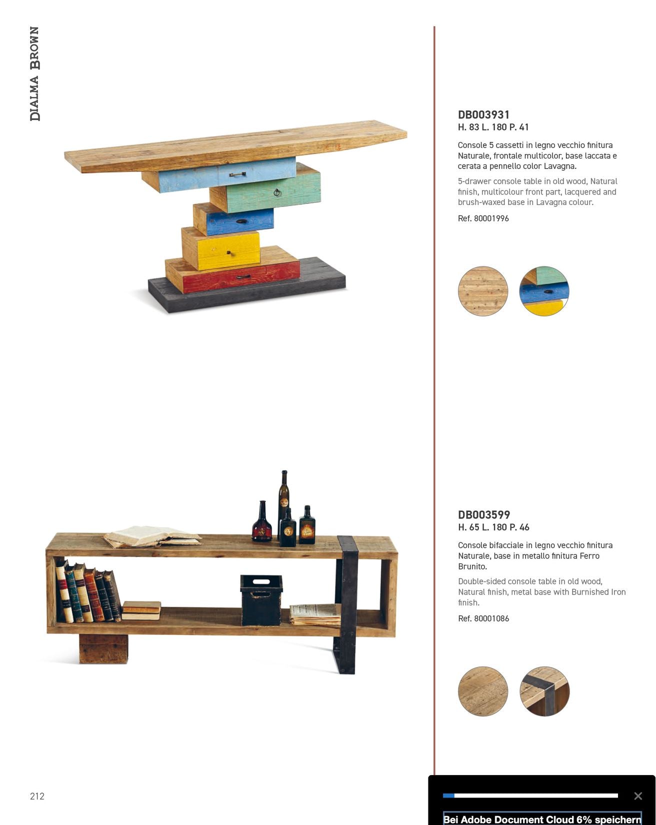 Konsolentisch im Industrial Vintage Design aus Altholz von Dialma Brown