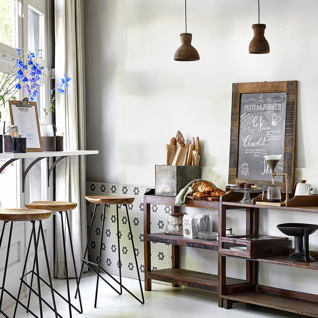 Barhocker Industrial Loft Style aus Teakholz