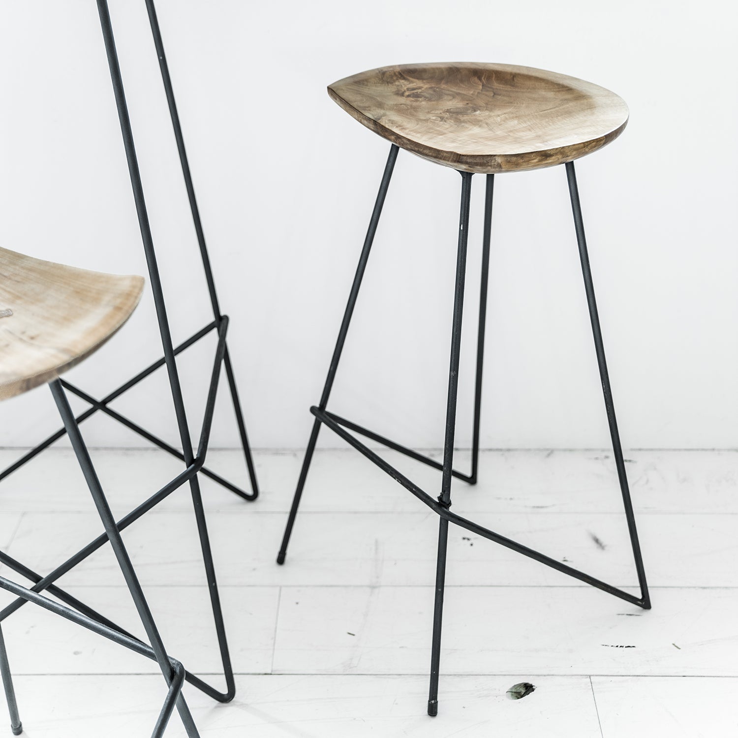 Barhocker Industrial Loft Style aus Teakholz