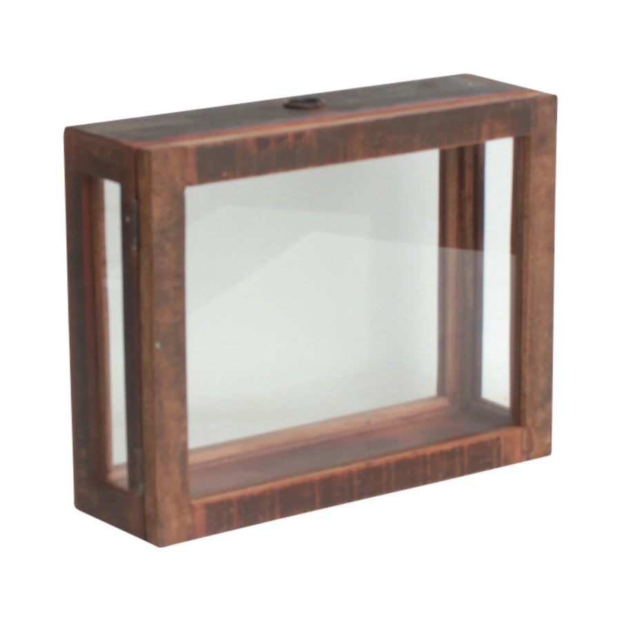 Deko-Kasten Schaukasten Vitrine Vintage aus Glas & Altholz