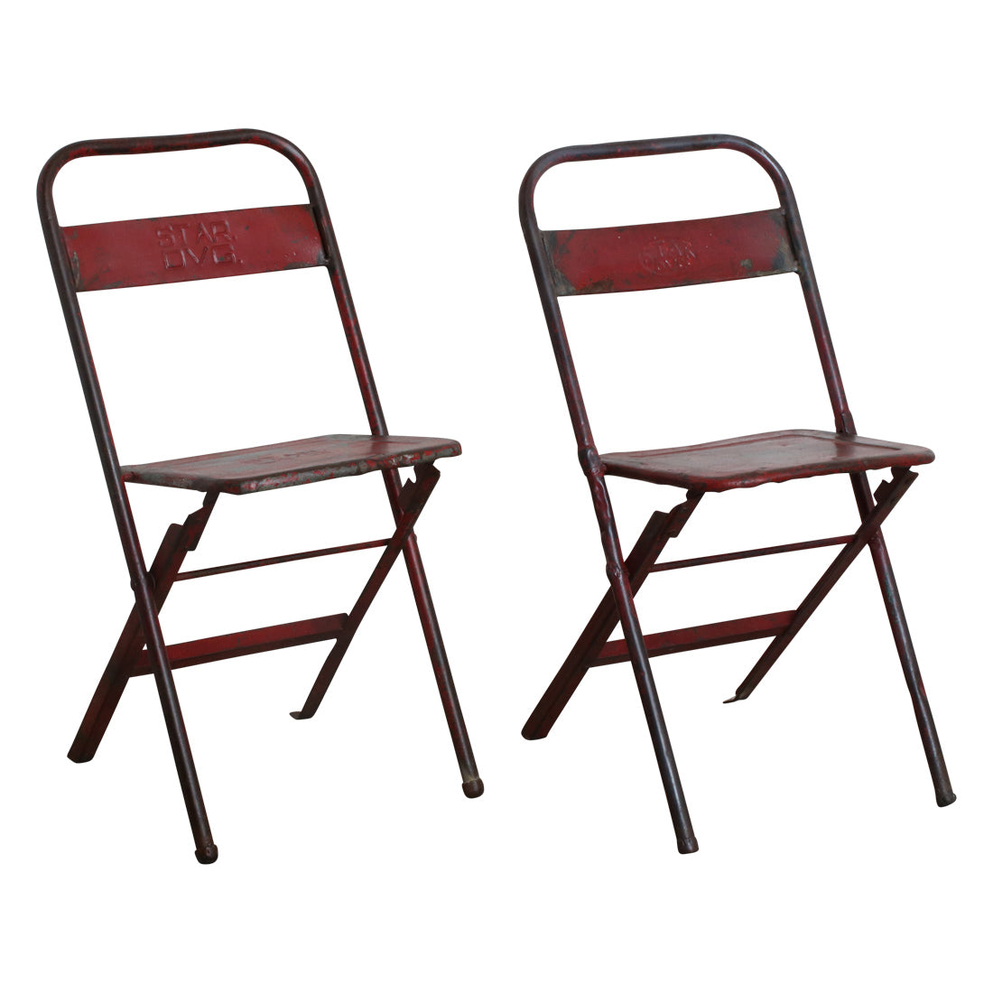 Klappbarer Bistrostuhl Original Vintage Rot aus Eisen