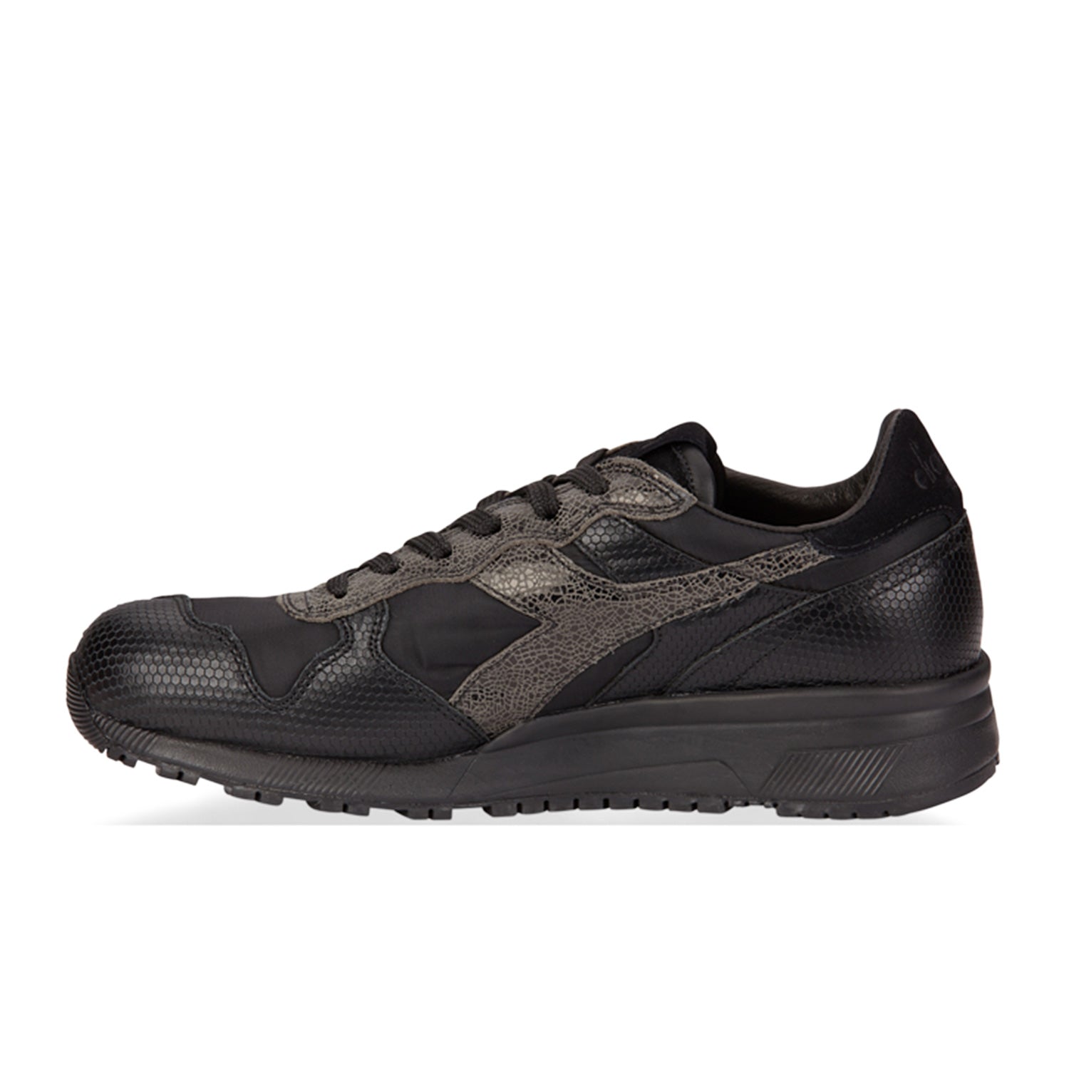 Diadora Heritage Herren Sneaker Trindent 90 ITA Black Pack aus strukturiertem Leder im Materialmix - schwarz