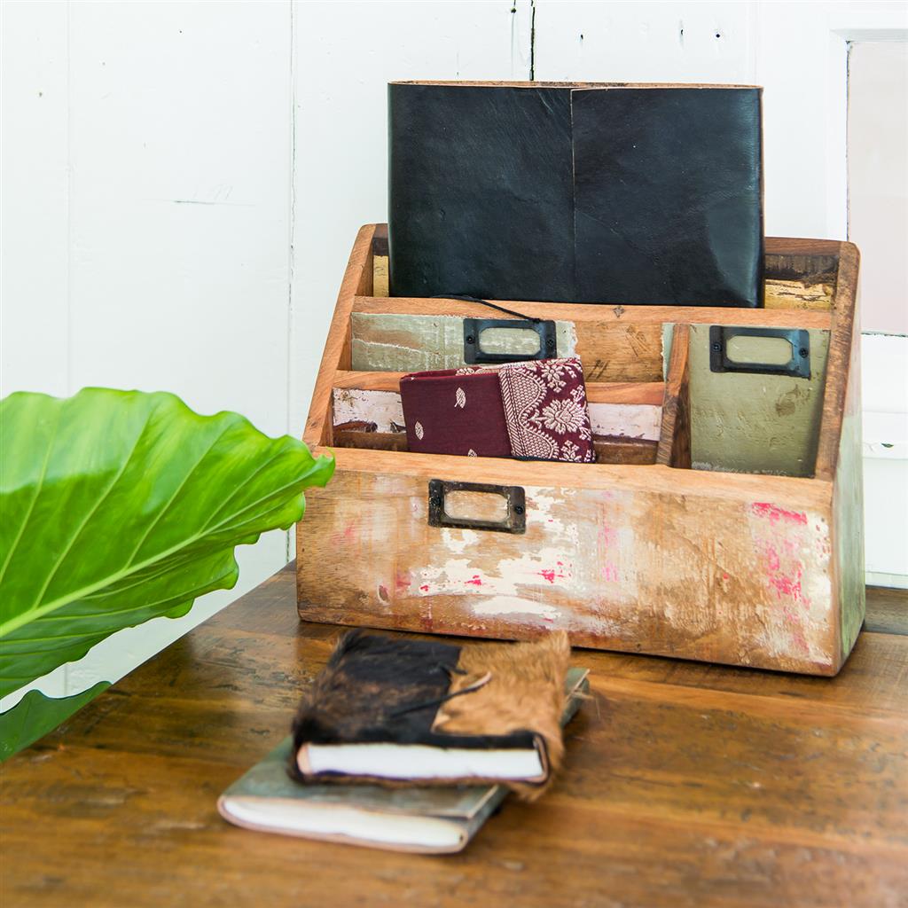 Büro-Organizer aus Altholz vintage Shabby-Chic 