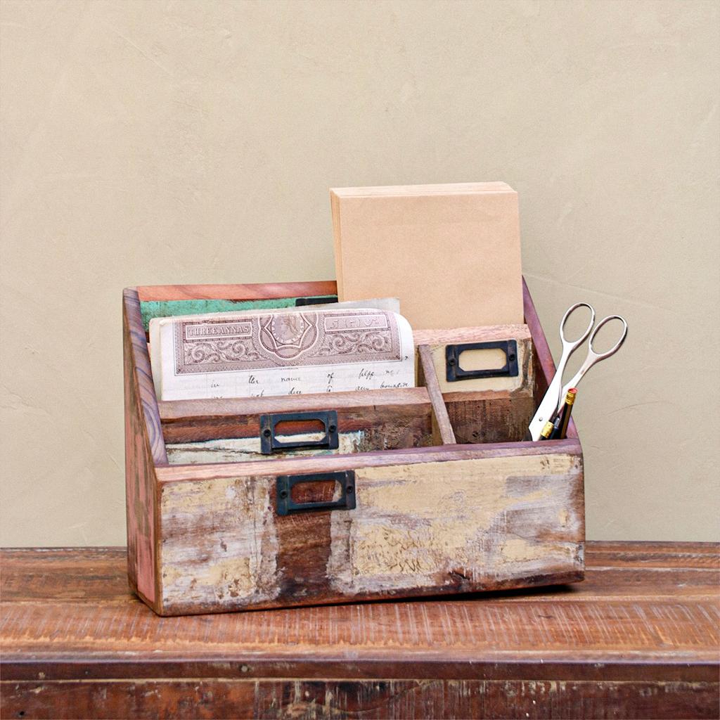 Büro-Organizer aus Altholz vintage Shabby-Chic 