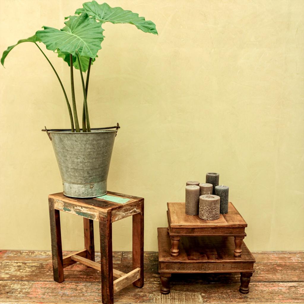 Hocker Beistelltisch Altholz Shabby-Vintage Color