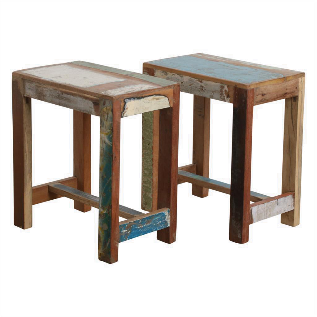 Hocker Beistelltisch Altholz Shabby-Vintage Color