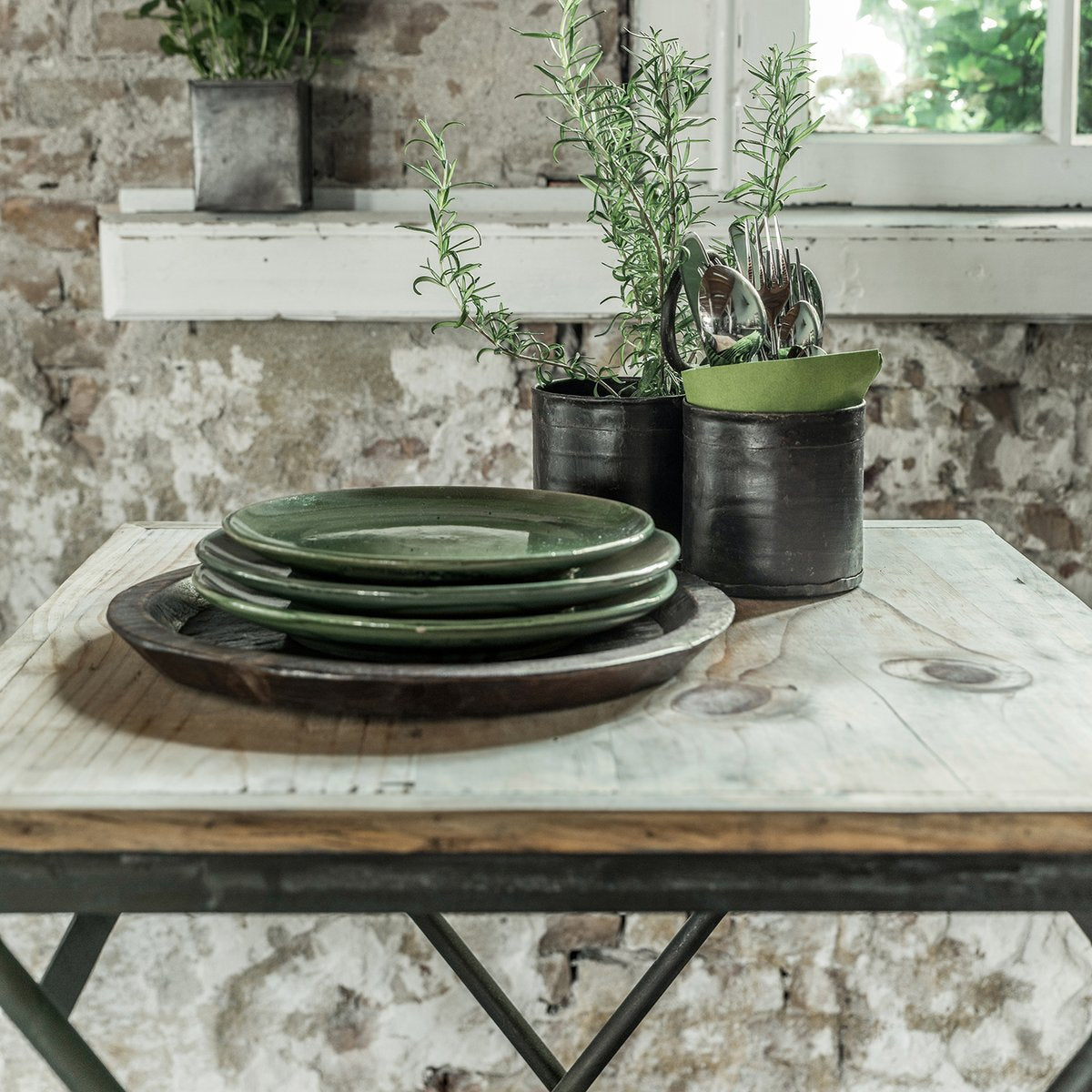 Vintage Pflanztopf Blumentopf Topf für Kräuter Besteck aus Eisen