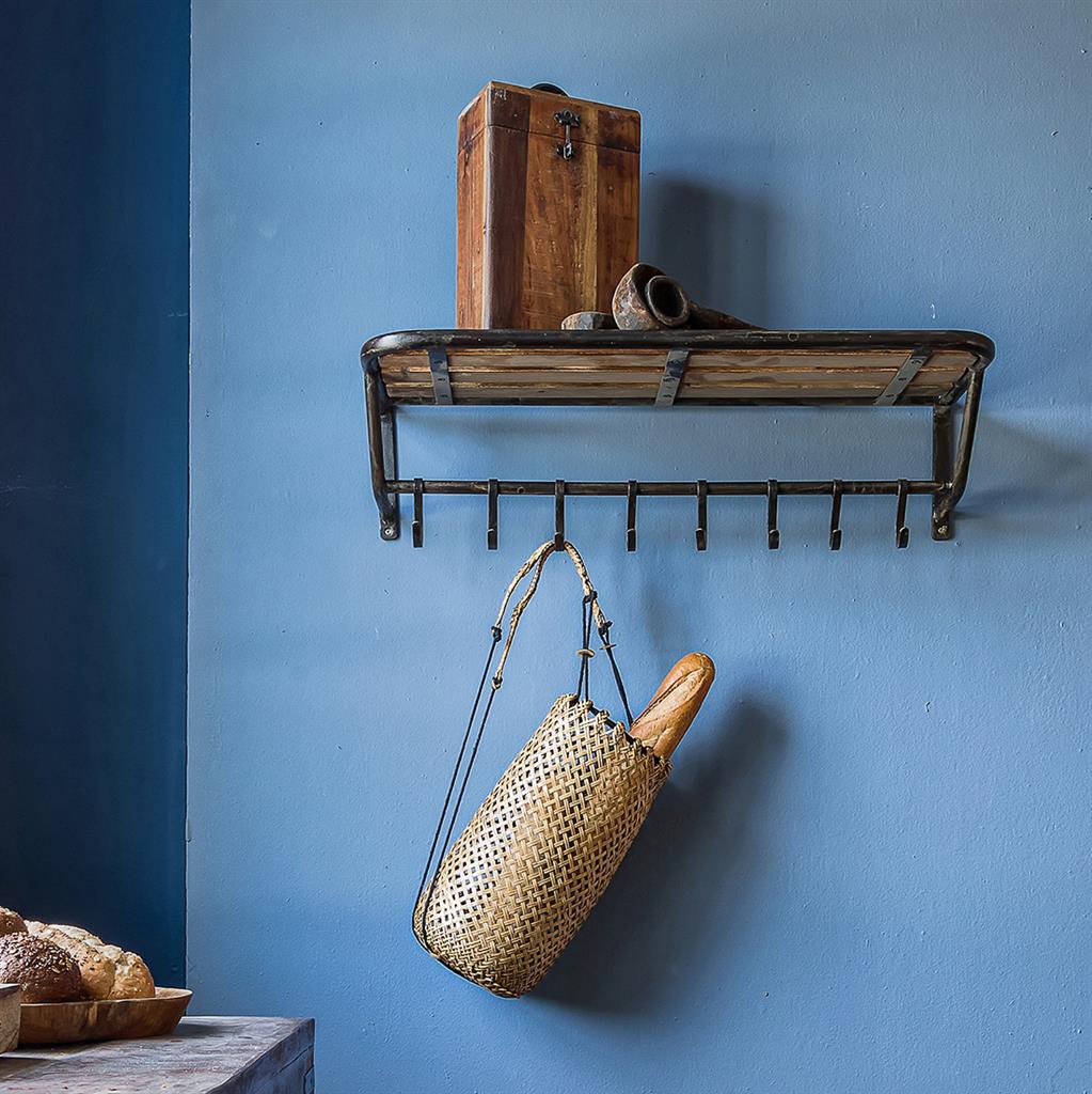Schwarze Wandgarderobe aus Metall im Industrial Loft Style