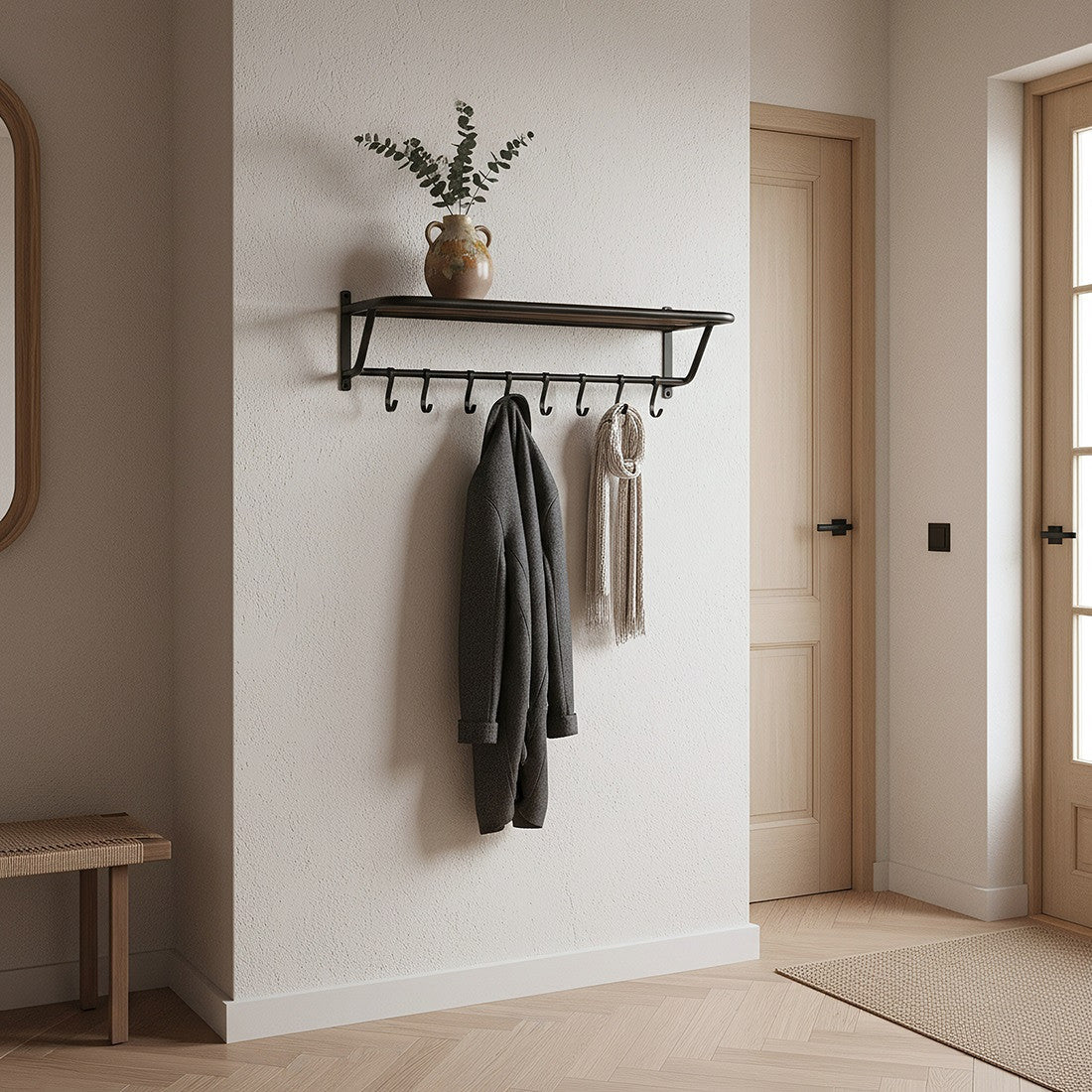 Schwarze Wandgarderobe aus Metall im Industrial Loft Style | STUFF Shop