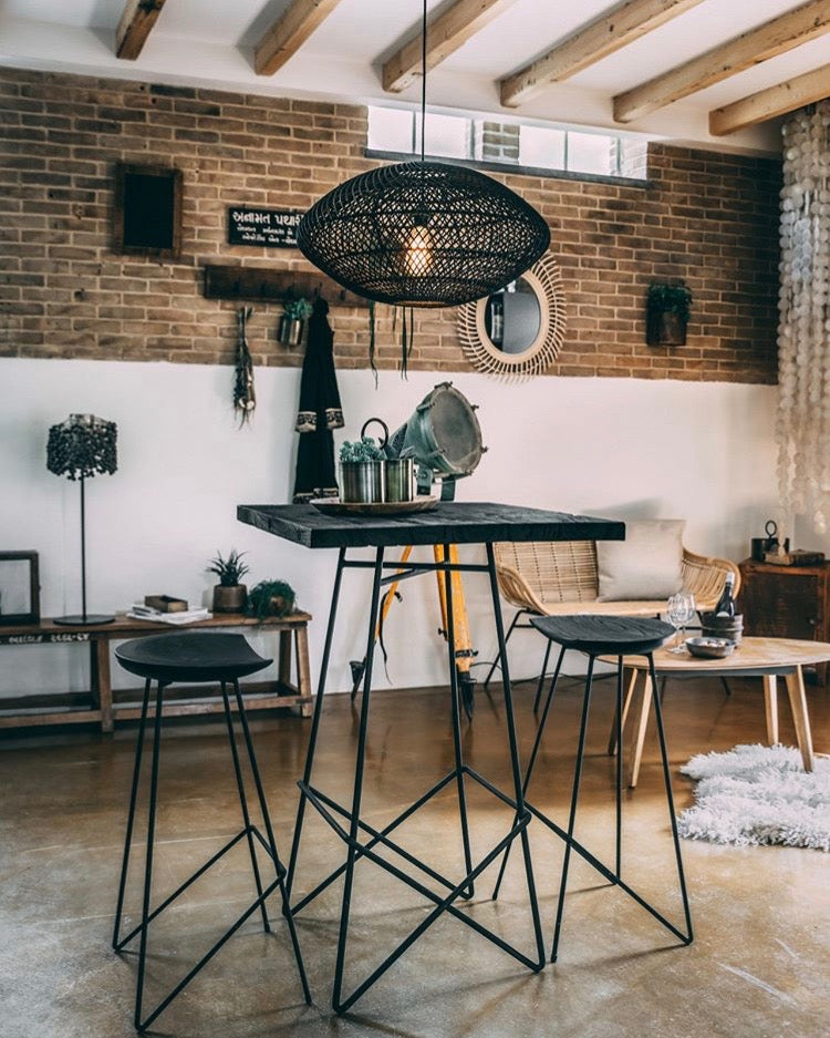 Barhocker Teak Industrial Loft Style - Black Edition