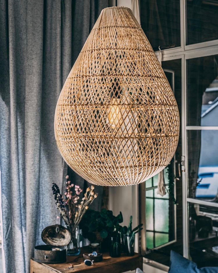 Deckenleuchte Drop Rattan natural