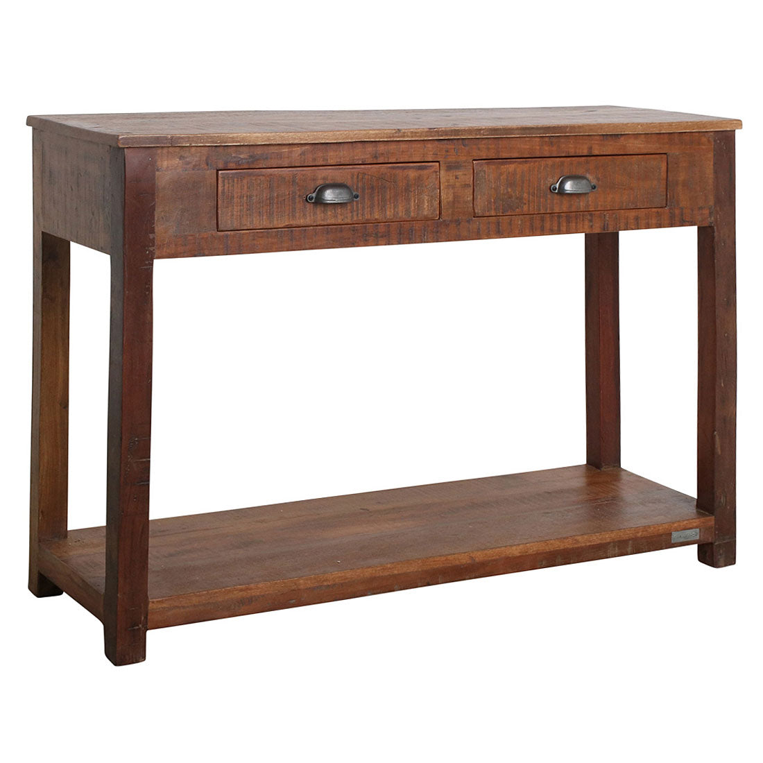 Konsolentisch mit 2 Schubladen aus der STUFF Loft Heritage Kollektion, gefertigt aus recyceltem Holz mit Metallgriffen