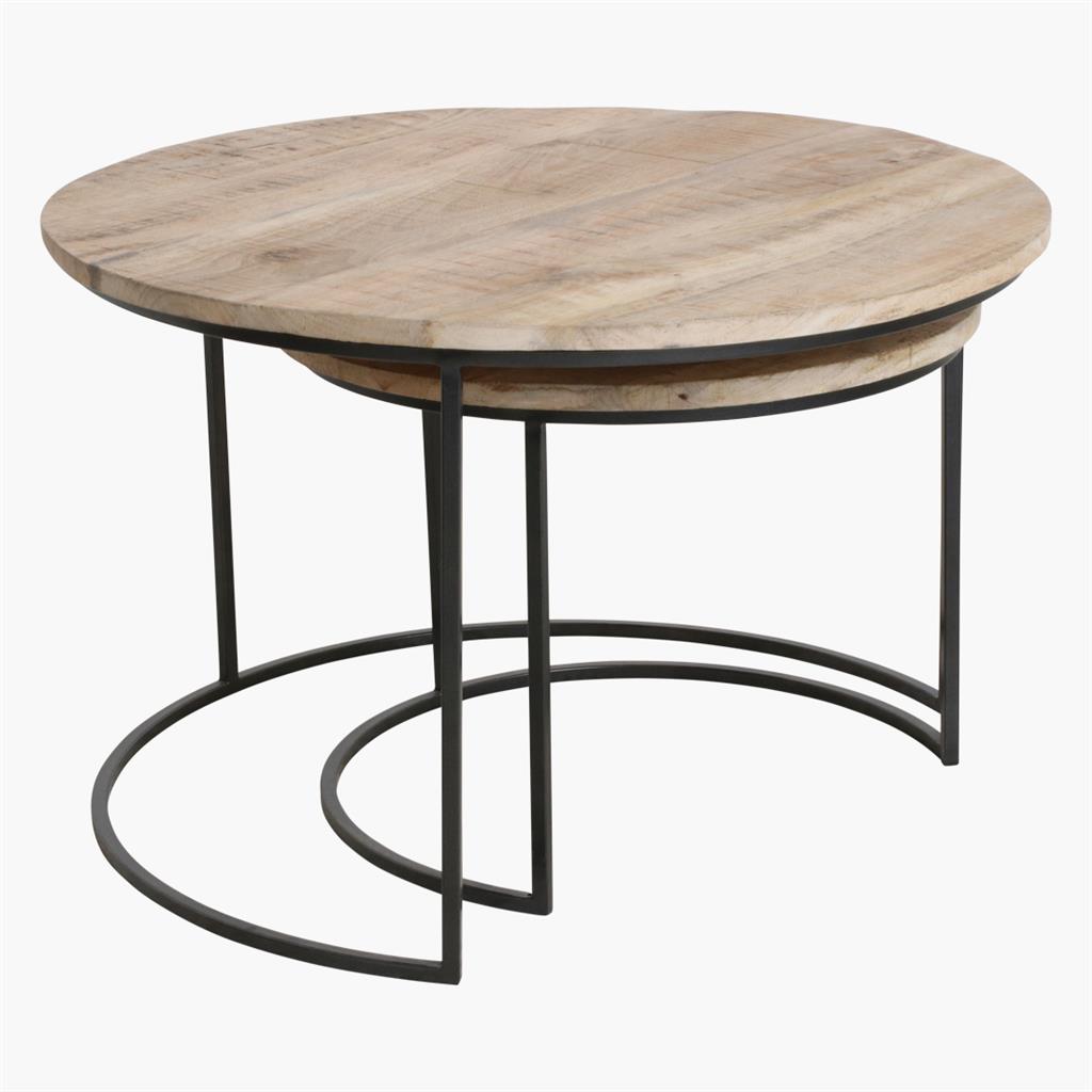 Couchtisch 2er-Set Vintage Mango mit Massivholzplatte