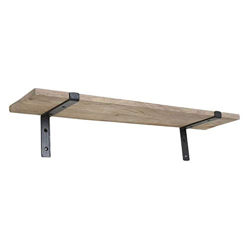 Wandregal Vintage aus recyceltem Mangoholz Massivholz 80cmx18cm (BxT) mit Haltern aus Stahl Industie-Loft-vintage-Design