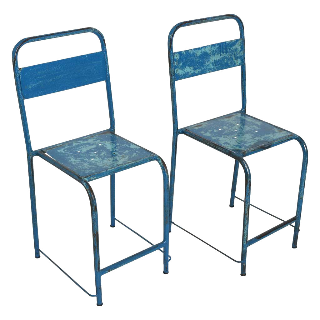 Originaler Java-Stuhl in Vintage-blau