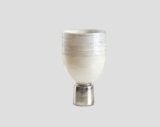 Vase Grazia aus Glas mit Fuß von Dialma Brown Perlmutt medium  - Höhe 39 cm