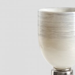 Vase Grazia aus Glas mit Fuß von Dialma Brown Perlmutt medium  - Höhe 39 cm