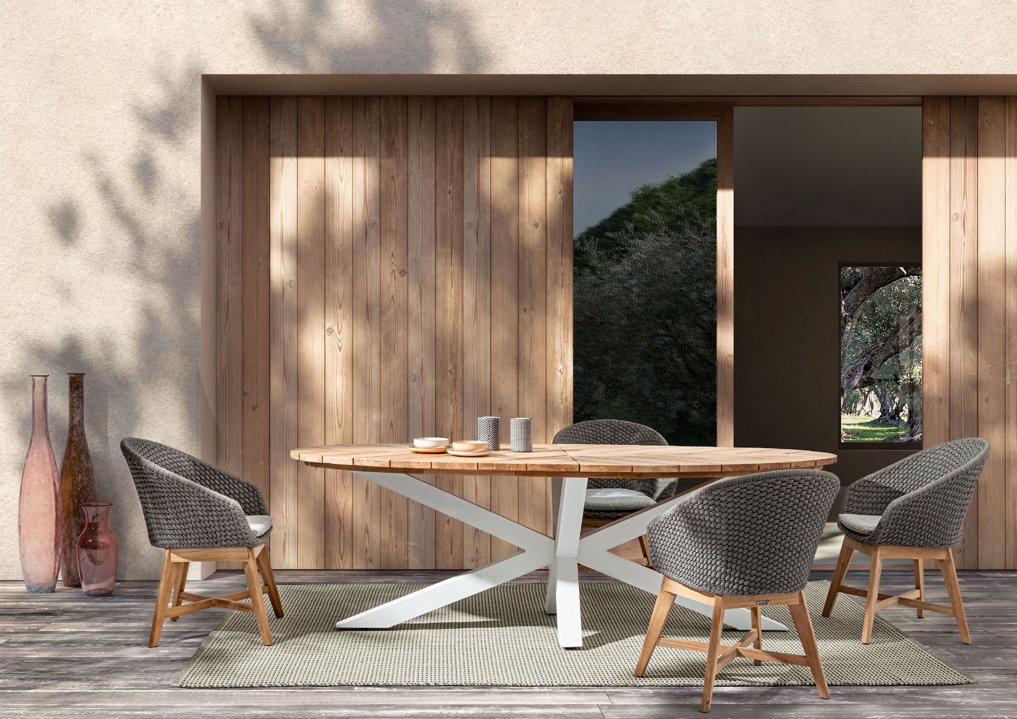 Outdoor Stuhl Coachella mit Armlehnen und Sitzkissen