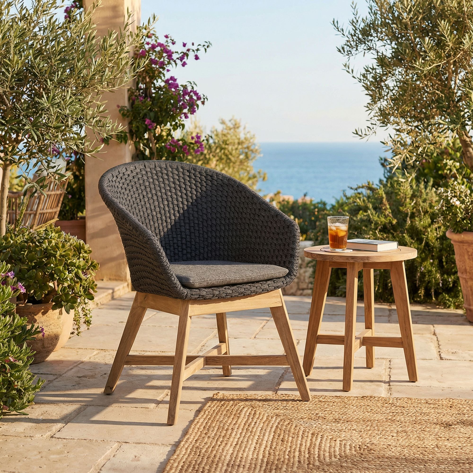 Outdoor Stuhl Coachella mit Armlehnen und Sitzkissen Anthrazit | Bizzotto bei STUFF Shop kaufen