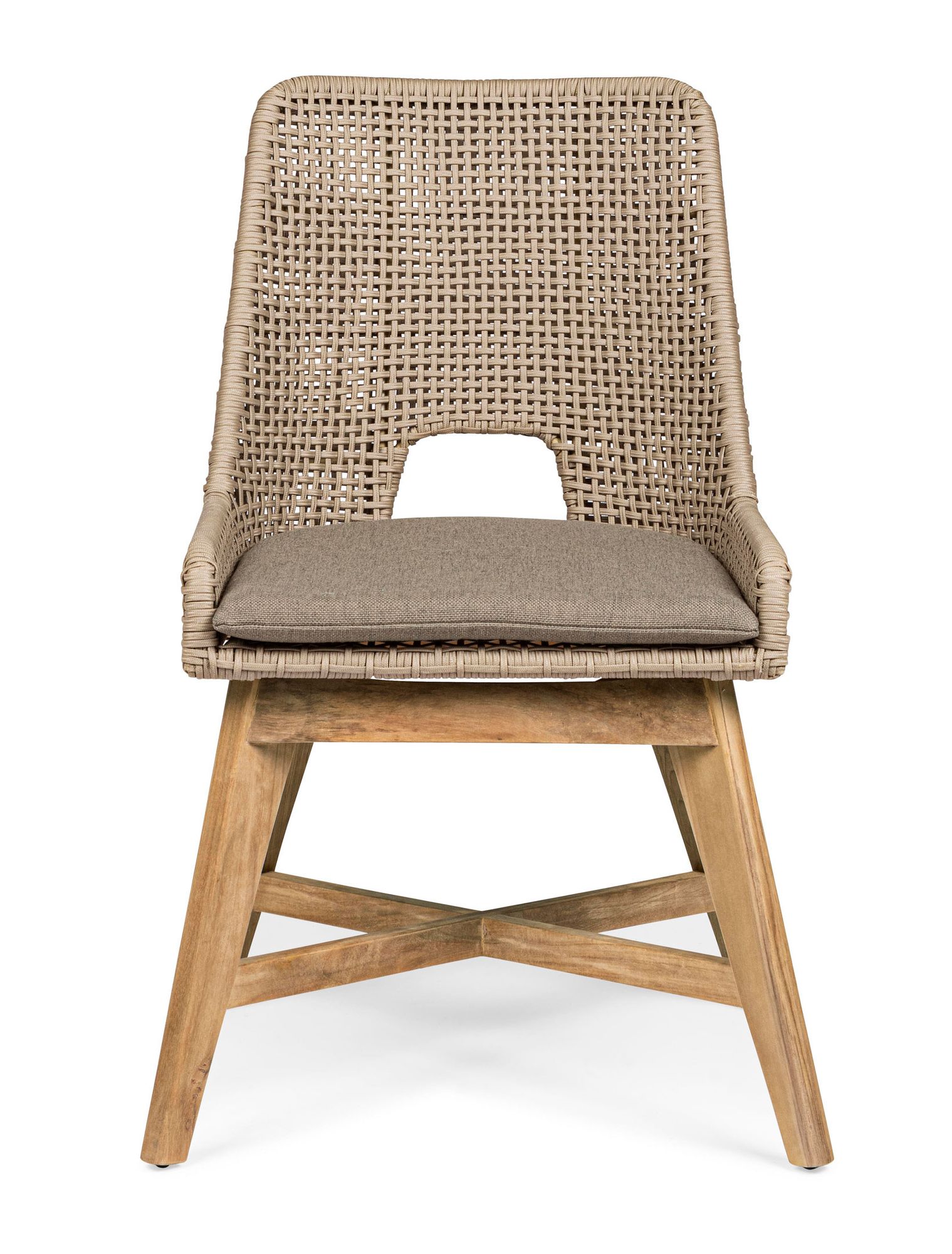 Outdoor Stuhl Hesperia mit Sitzkissen und Teakholzbeinen Taupe | Bizzotto bei STUFF Shop kaufen