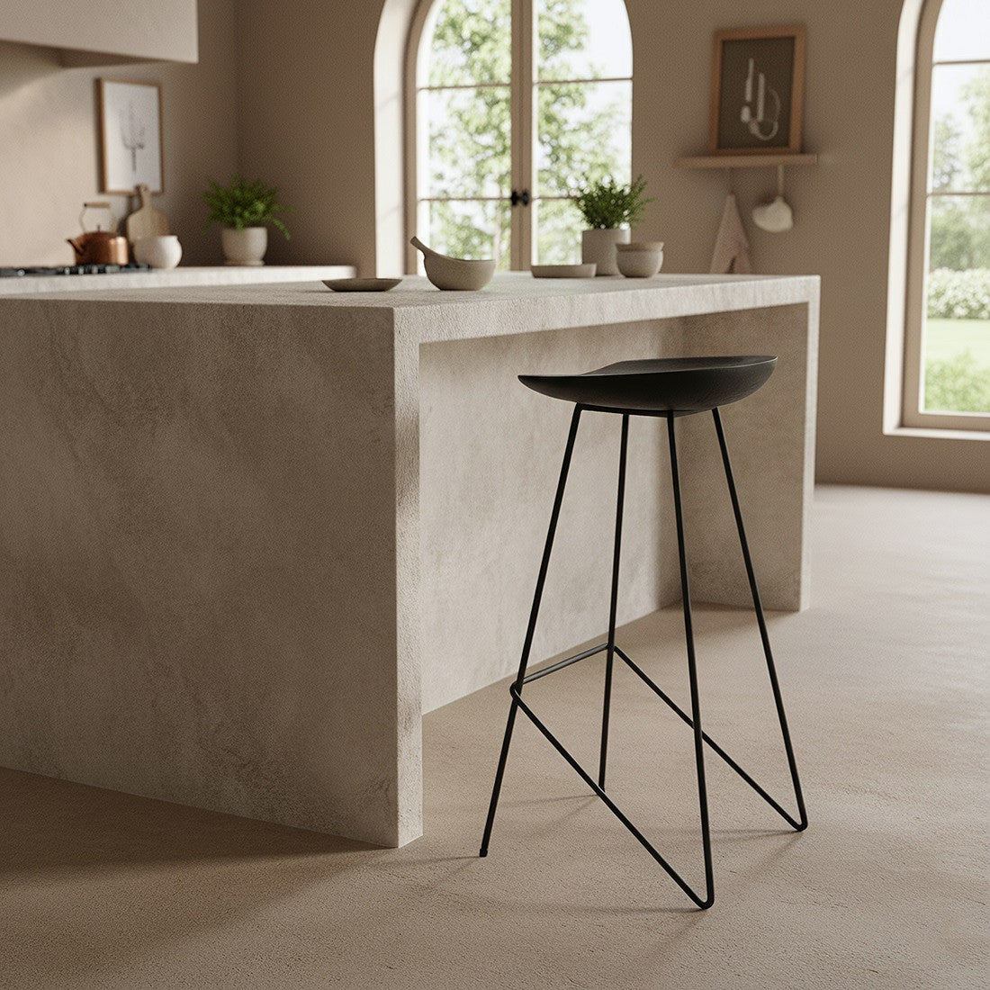 Barhocker Loft Frame Black an Kücheninsel im Loft Style