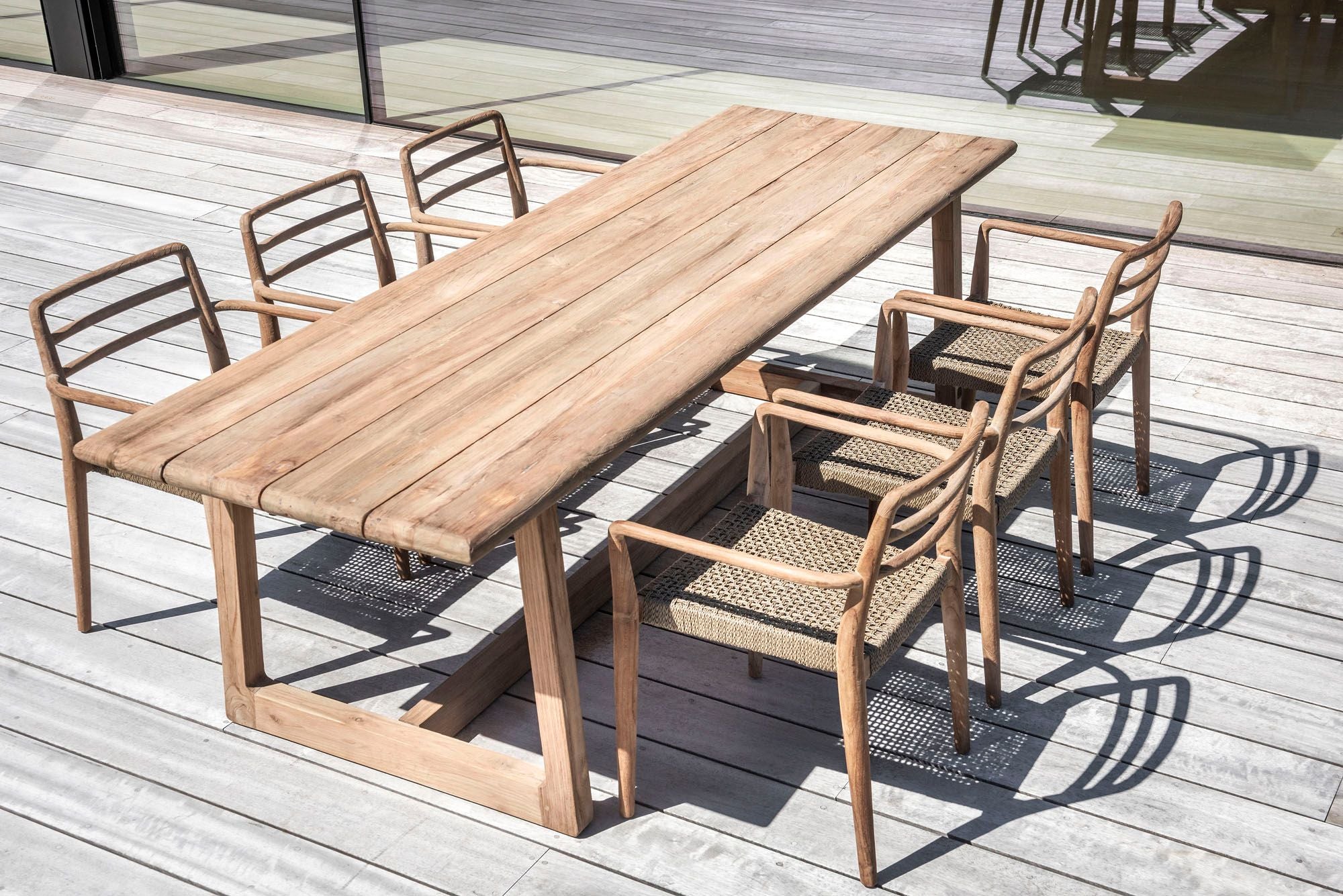 Outdoor Esstisch Dennis mit Stühlen L250 x B85 x H75 cm