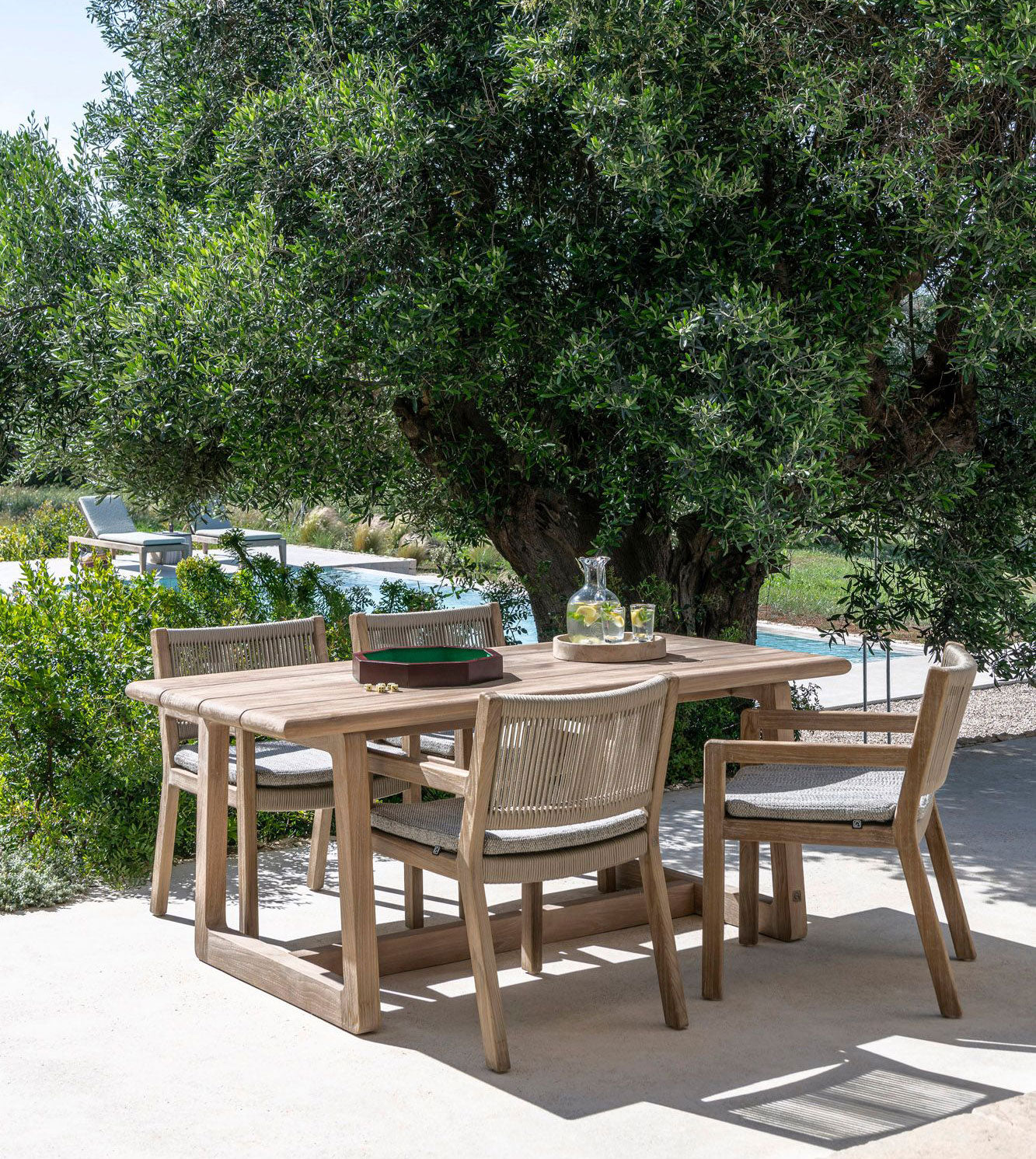 Outdoor Esstisch Dennis mit Stühlen L180 x B85 x H75 cm