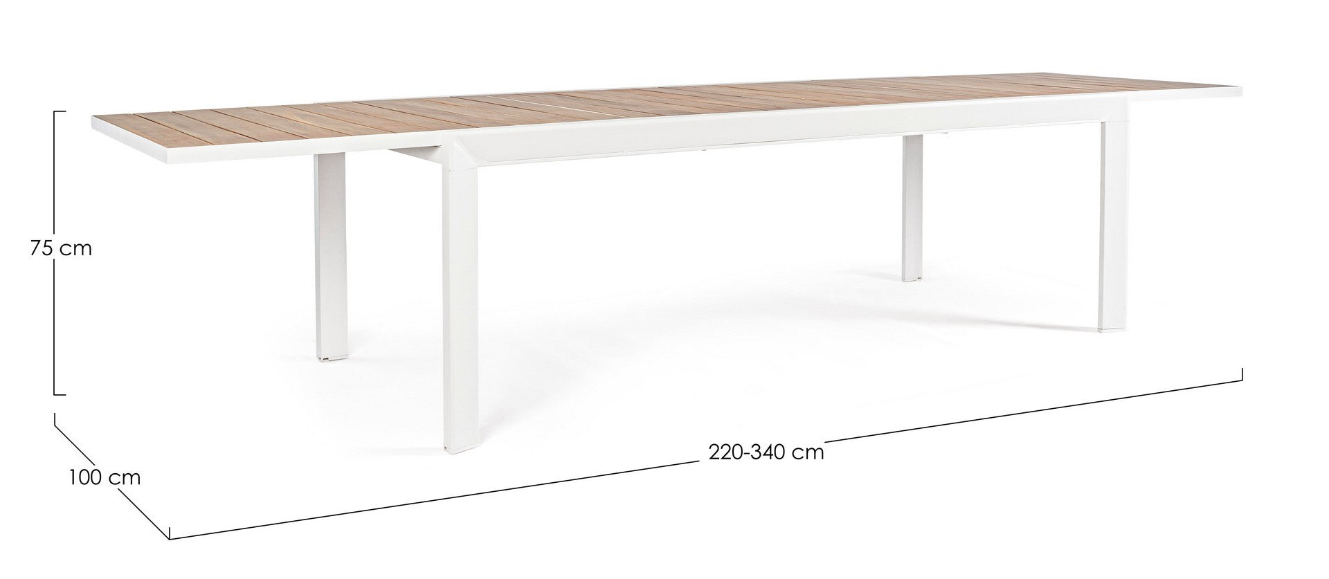 Outdoor Esstisch Belmar Weiß ausziehbar 220/340 in Holzoptik mit Aluminiumgestell | Bizzotto bei STUFF Shop kaufen