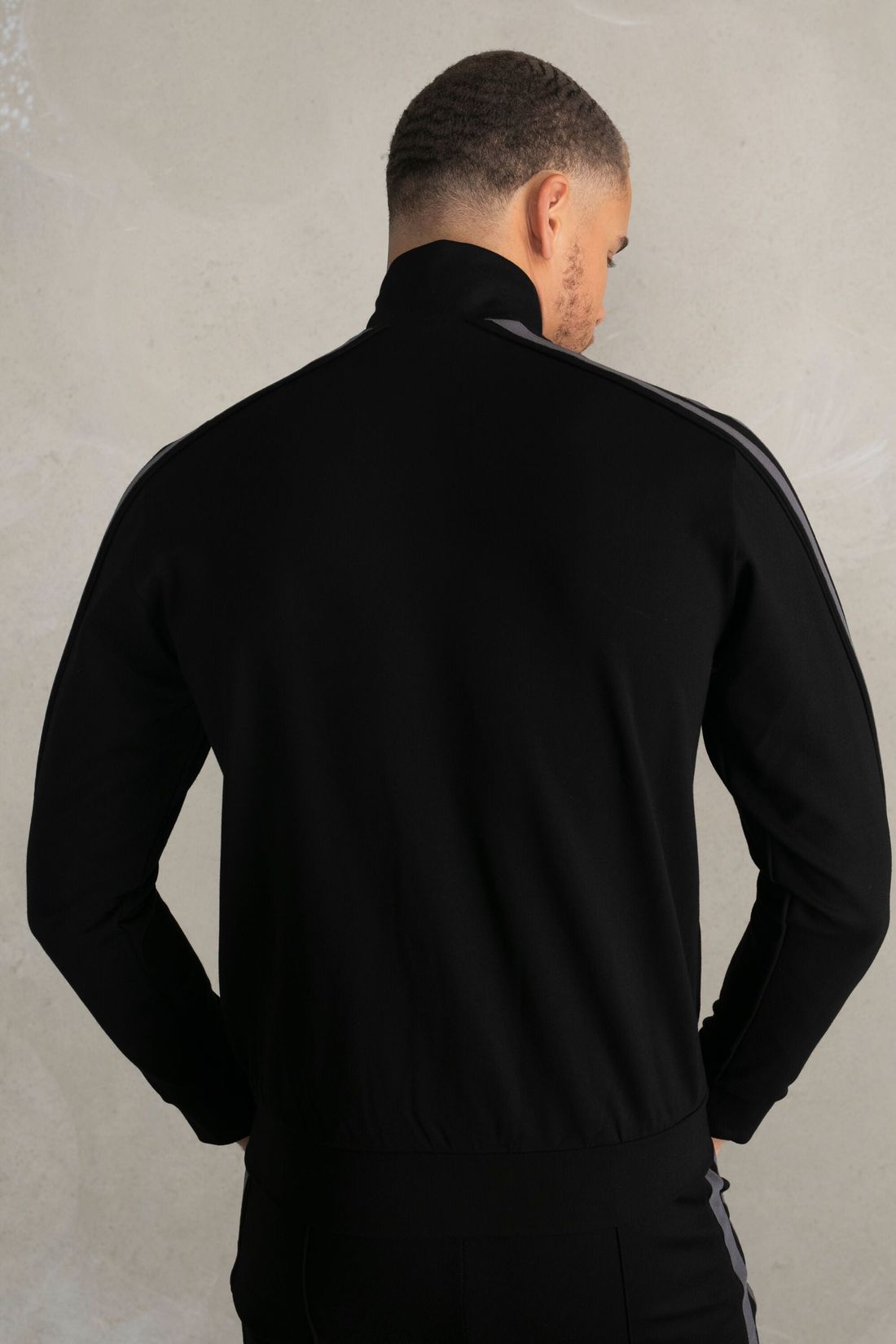 BALR. Herren Sweatjacke Louis Slim Crossing Tape Track Jacket Jet Black